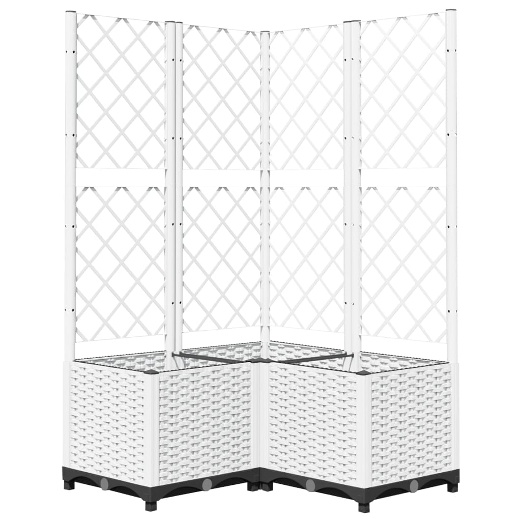 Vidaxl plantenbak met latwerk 80x80x136 cm polypropeen wit