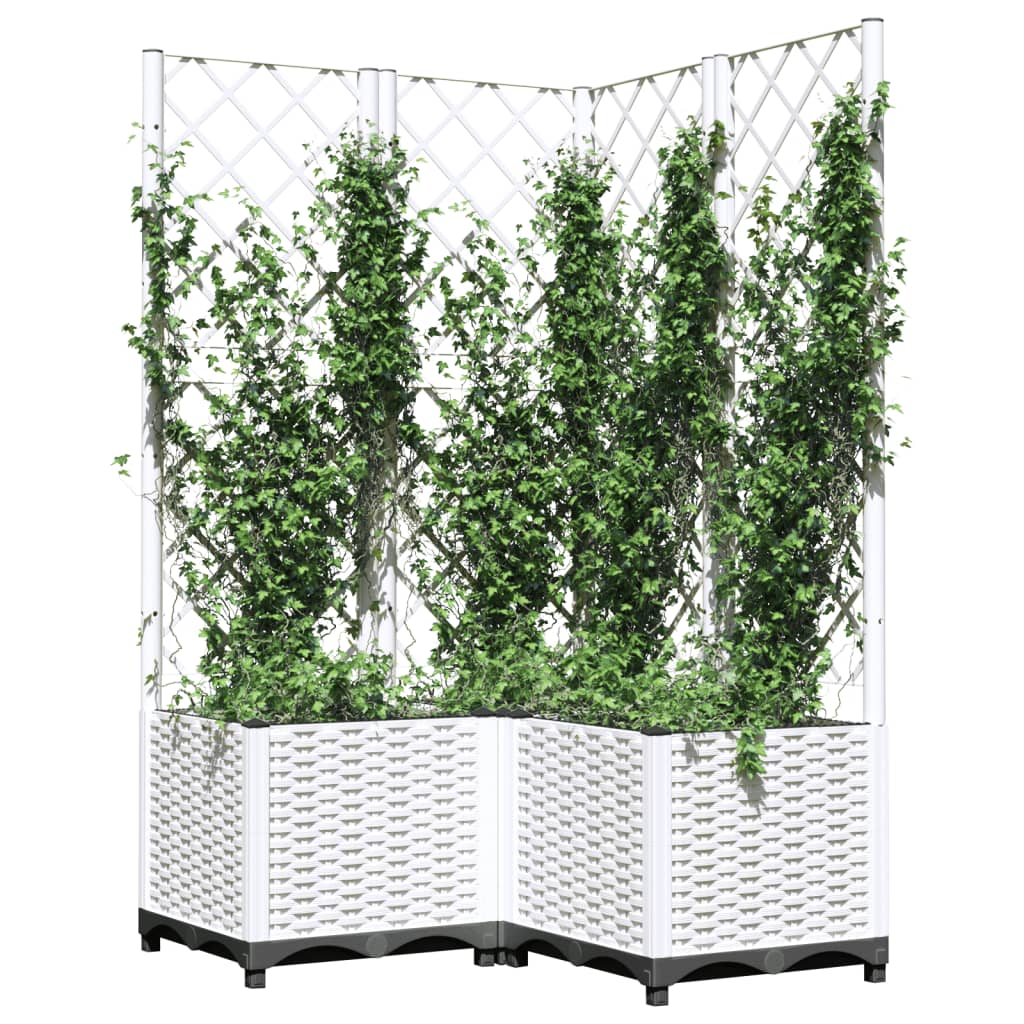 Vidaxl plantenbak met latwerk 80x80x136 cm polypropeen wit