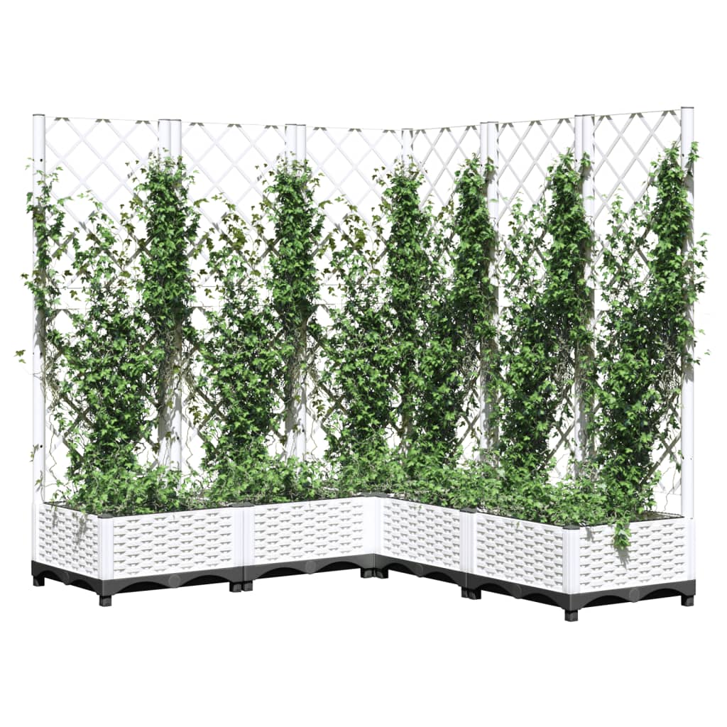 Vidaxl plantenbak met latwerk 120x120x121,5 cm polypropeen wit