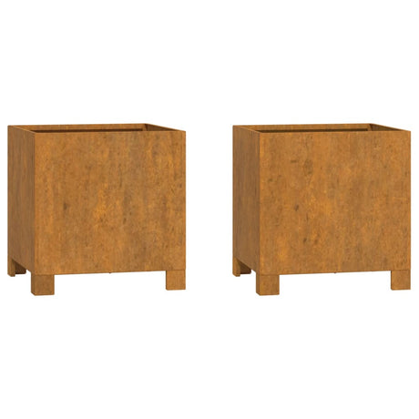VidaXL Plantenbakken met poten 2 st roestig 32x30x33 cm cortenstaal