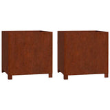 Vidaxl plantenbakken met poten 2 st roestig 50x50x50 cm cortenstaal