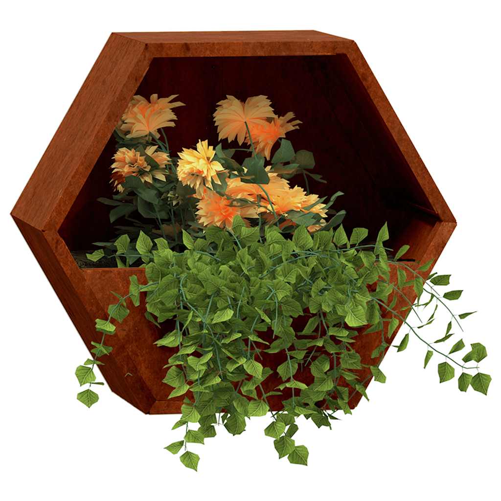 Vidaxl plantenbakken wandmontage 2 st 30x10x25 cm cortenstaal roestig