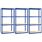 VidaXL Opbergrek 4-laags 3 st staal bewerkt hout blauw