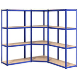 VidaXL Opbergrek 4-laags 3 st staal bewerkt hout blauw