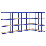 VidaXL Opbergrek 4-laags 5 st staal bewerkt hout blauw