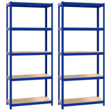 VidaXL Opbergrek 5-laags 2 st staal bewerkt hout blauw