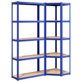 VidaXL Opbergrek 5-laags 2 st staal bewerkt hout blauw
