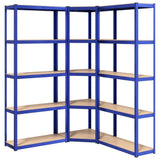 VidaXL Opbergrekken 3 st 5-laags staal en bewerkt hout blauw