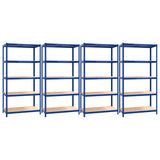 VidaXL Opbergrek 5-laags 4 st staal bewerkt hout blauw
