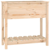 VidaXL Plantenbak met schap 82,5x34,5x81 cm massief grenenhout
