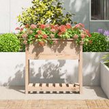 VidaXL Plantenbak met schap 82,5x34,5x81 cm massief grenenhout