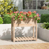 VidaXL Plantenbak met schap 82,5x34,5x81 cm massief grenenhout