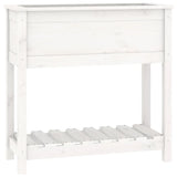 Vidaxl plantenbak met schap 82,5x34,5x81 cm massief grenenhout wit