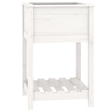 Vidaxl plantenbak met schap 54x54x81 cm massief grenenhout wit