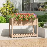 Vidaxl plantenbak met schap 111,5x54x81 cm massief grenenhout