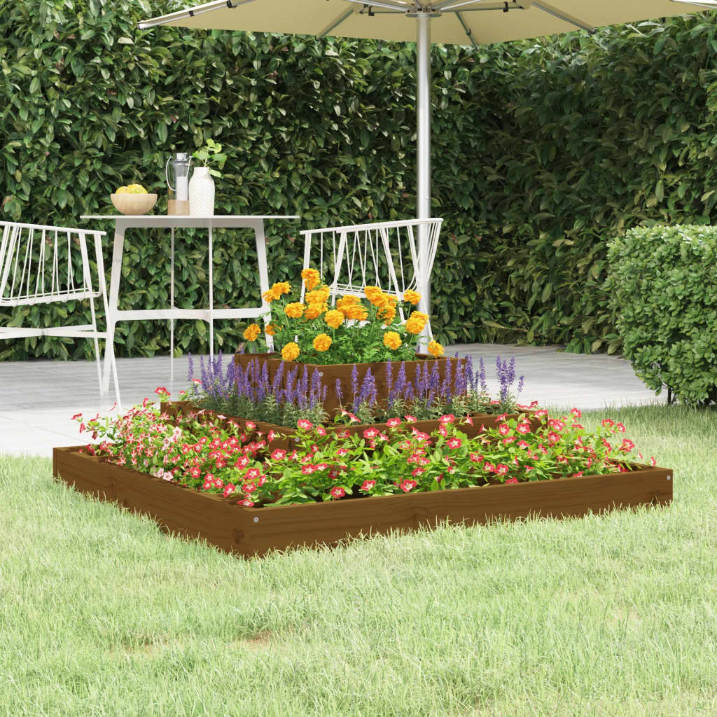 Vidaxl plantenbak 80x80x27 cm massief grenenhout honingbruin