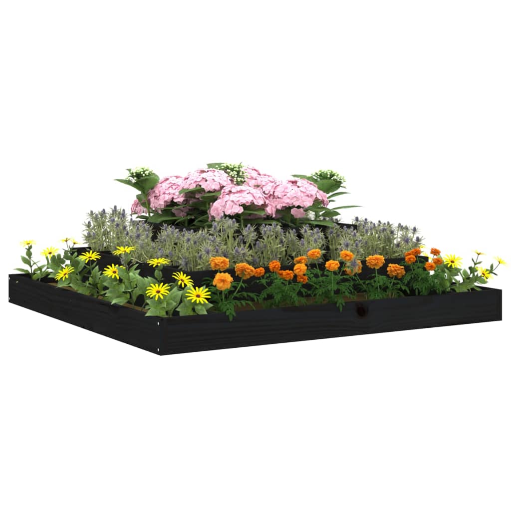 Vidaxl plantenbak 110x110x27 cm massief grenenhout zwart