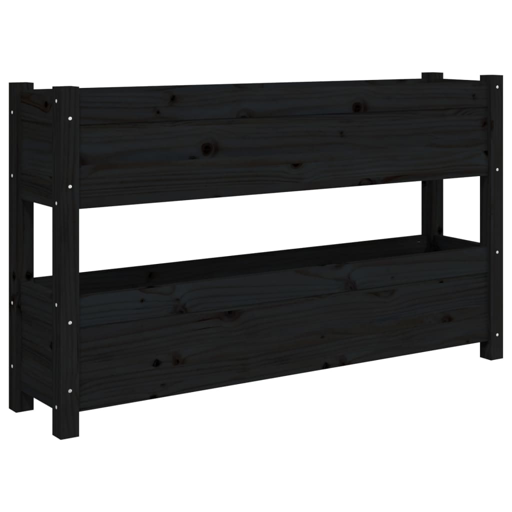 VidaXL Plantenbak 112x25x66 cm massief grenenhout zwart