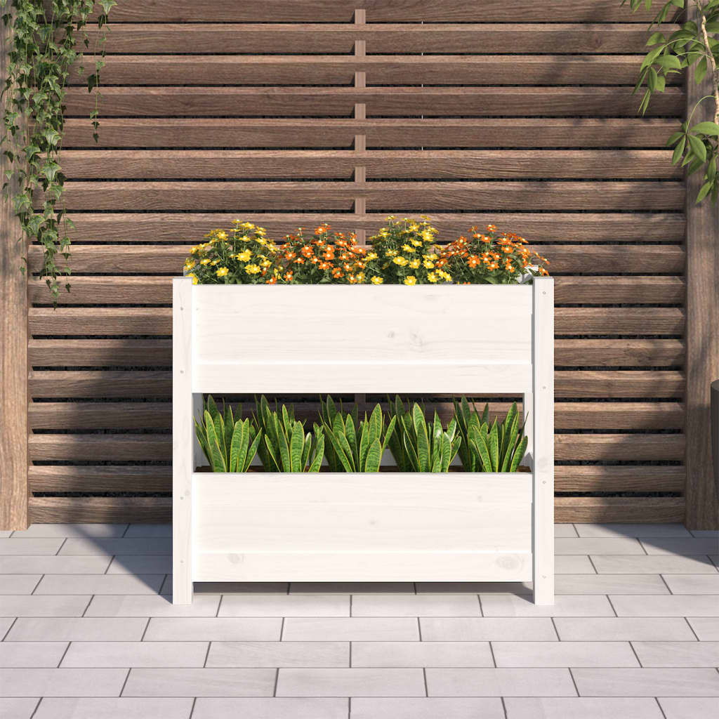 Vidaxl plantenbak 77x25x66 cm massief grenenhout wit