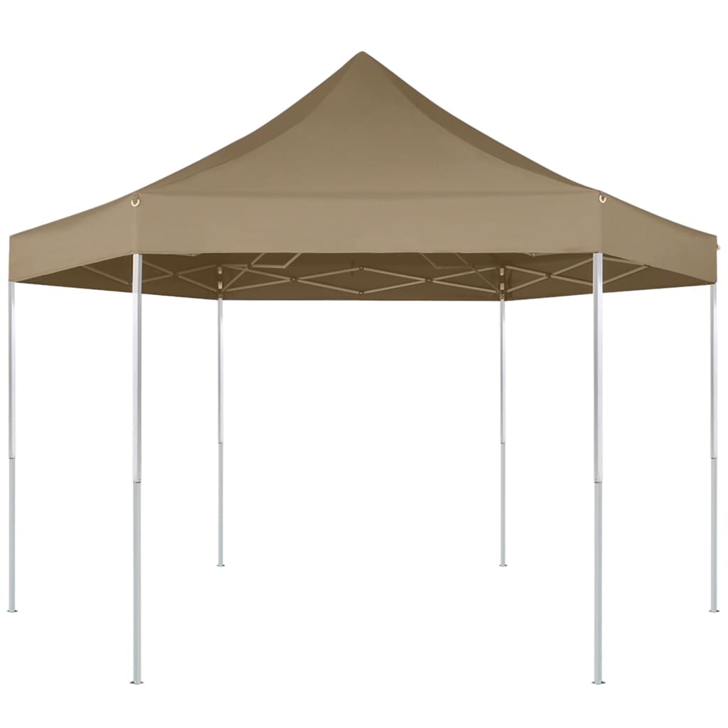 Vidaxl partytent inklapbaar zeshoekig 3,6x3,1 m taupe 220 g m²