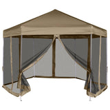 Vidaxl partytent met wanden zeshoekig 3,6x3,1 m taupe 220 g m²