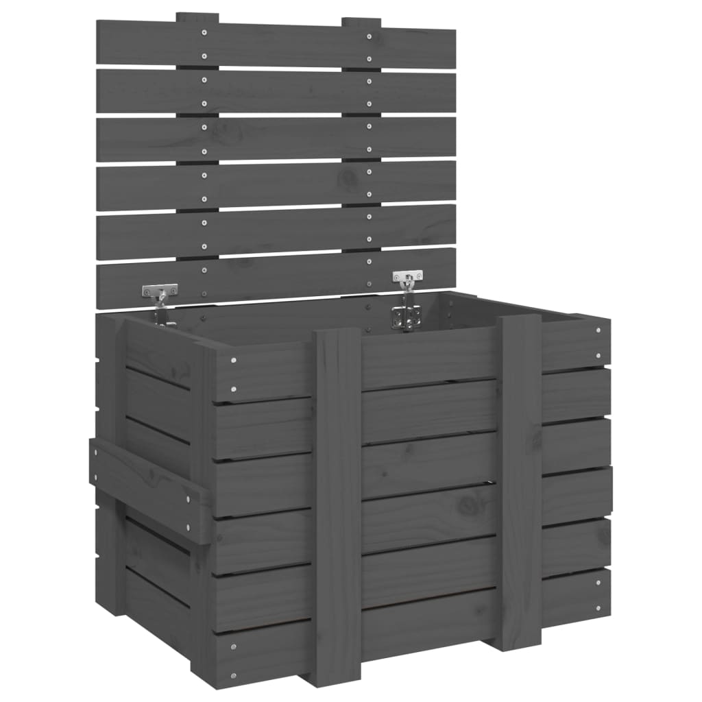 Vidaxl opbergbox 58x40,5x42 cm massief grenenhout grijs