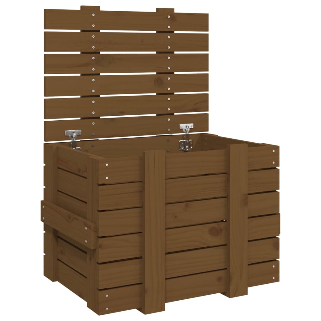 Vidaxl opbergbox 58x40,5x42 cm massief grenenhout honingbruin