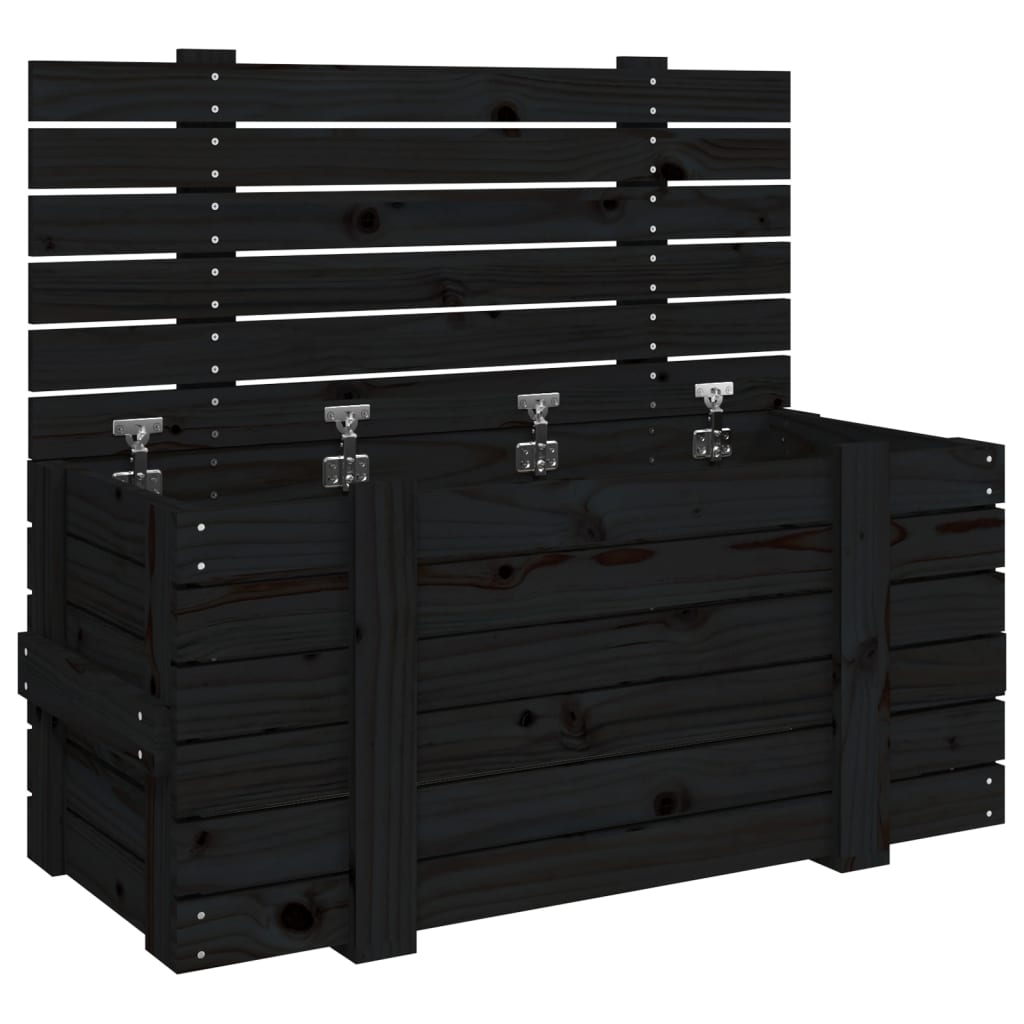 Vidaxl opbergbox 91x40,5x42 cm massief grenenhout zwart