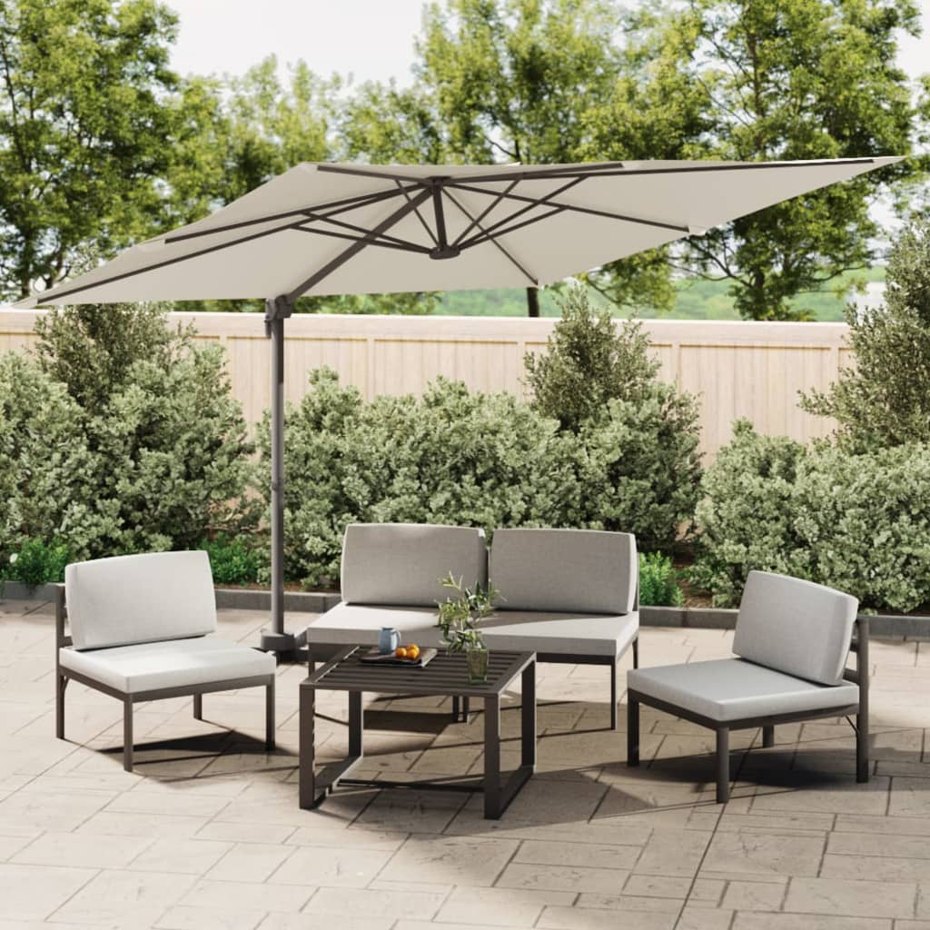 VidaXL Zweefparasol met aluminium paal 400x300 cm zandwit