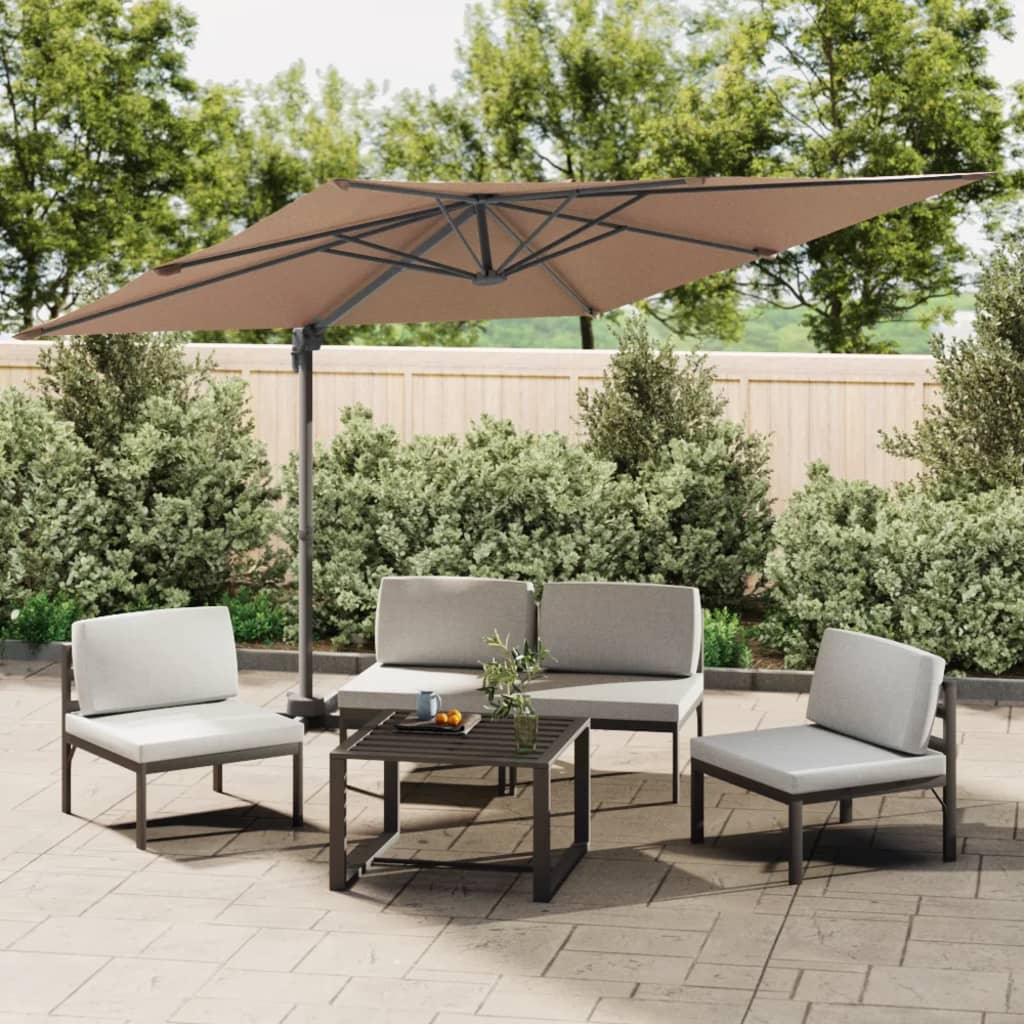 Vidaxl zweefparasol met led-verlichting 400x300 cm taupe