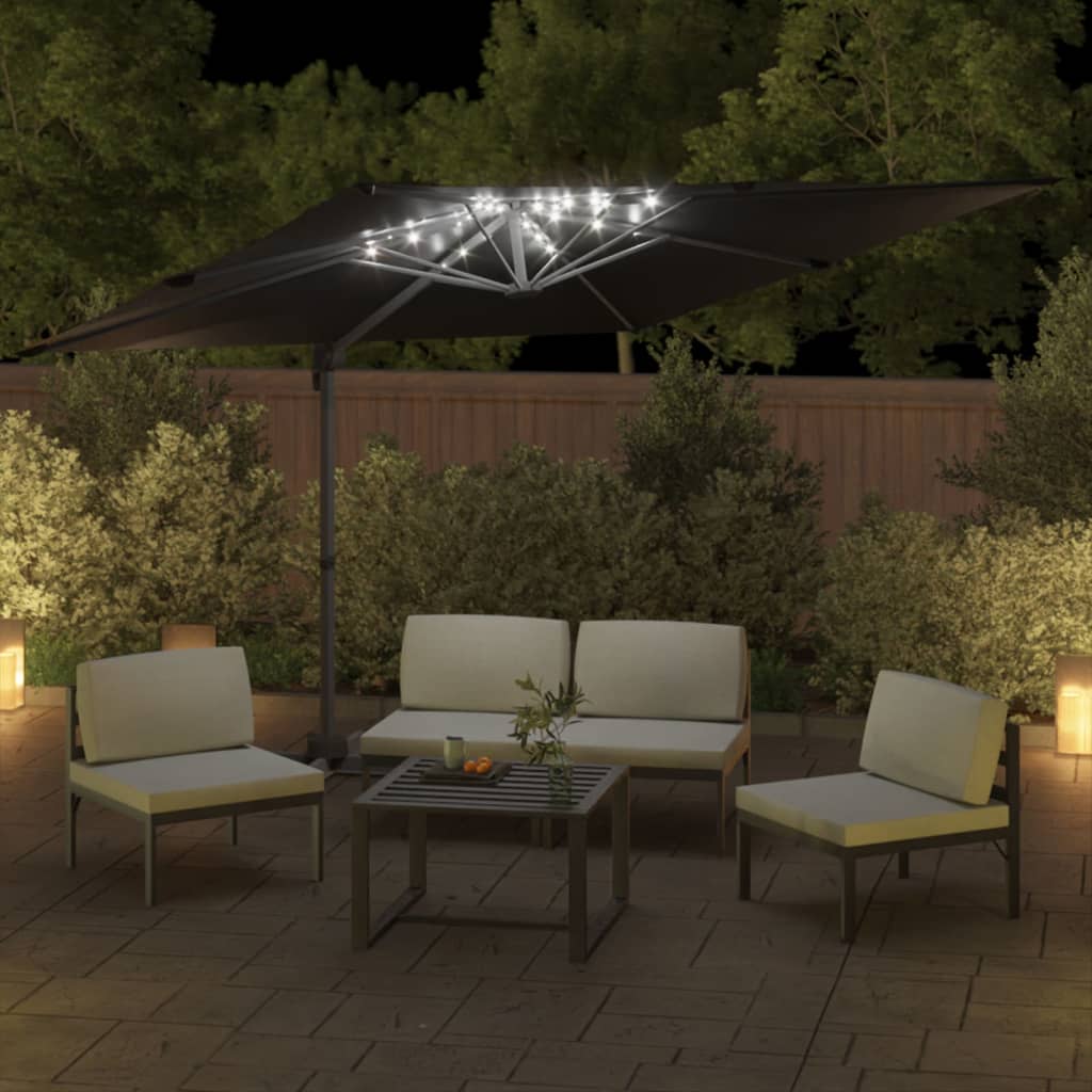 VidaXL Zweefparasol met LED-verlichting 400x300 cm zwart