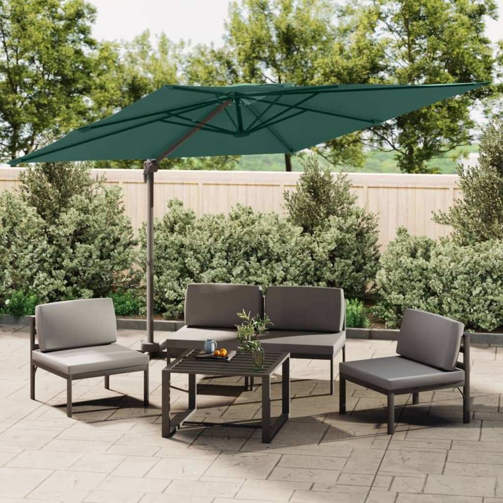 VidaXL Zweefparasol met dubbel dak 300x300 cm groen