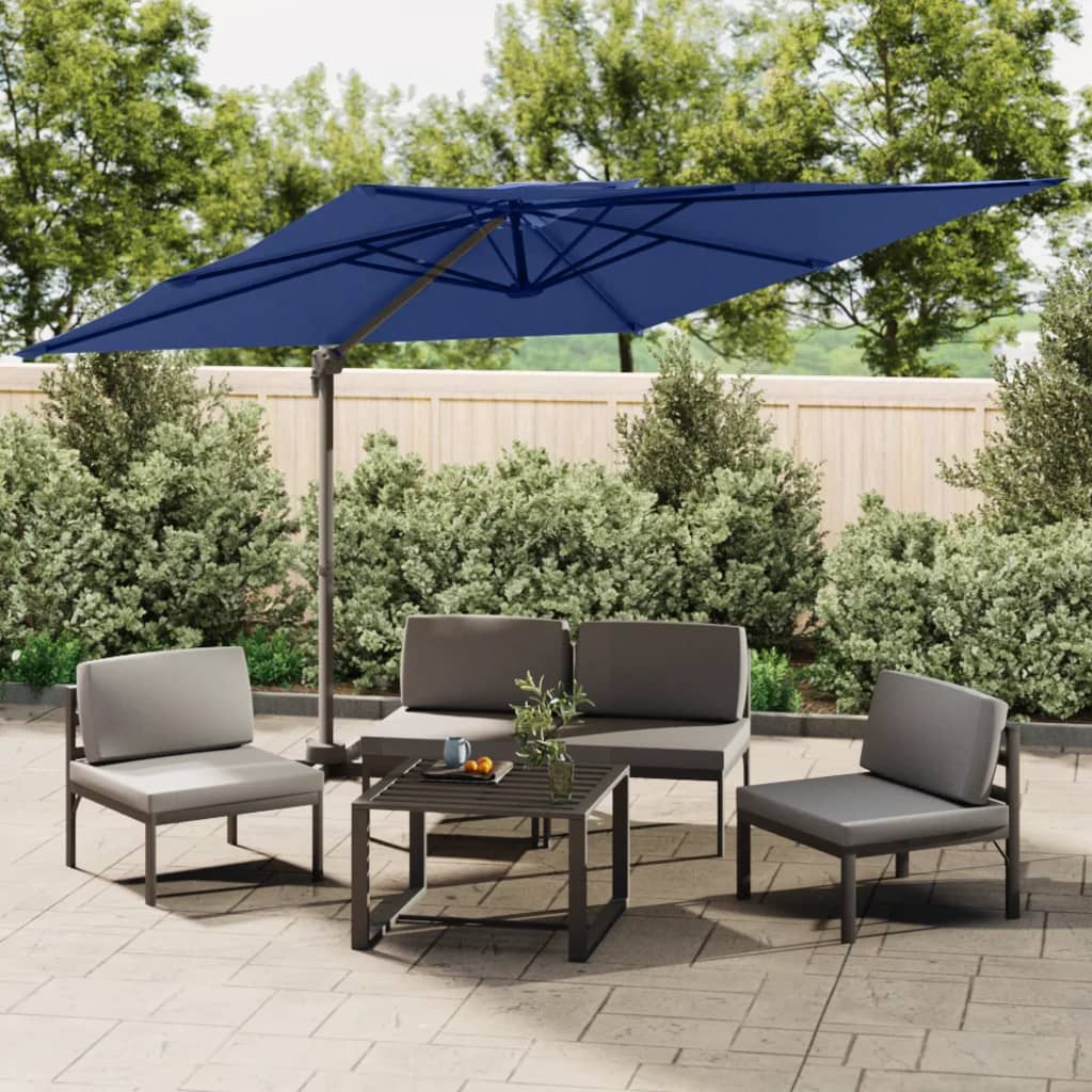 Vidaxl zweefparasol met dubbel dak 300x300 cm azuurblauw