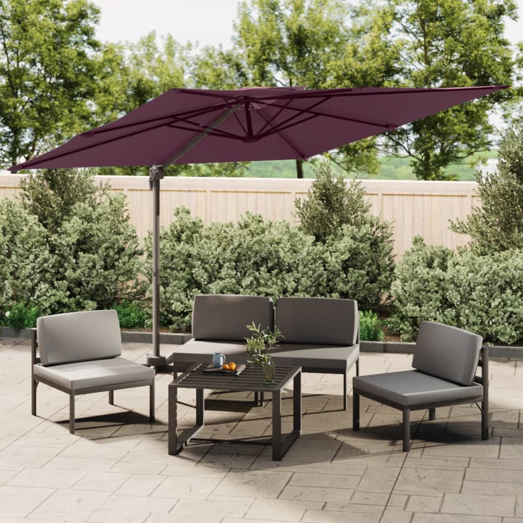 VidaXL Zweefparasol met dubbel dak 300x300 cm bordeauxrood