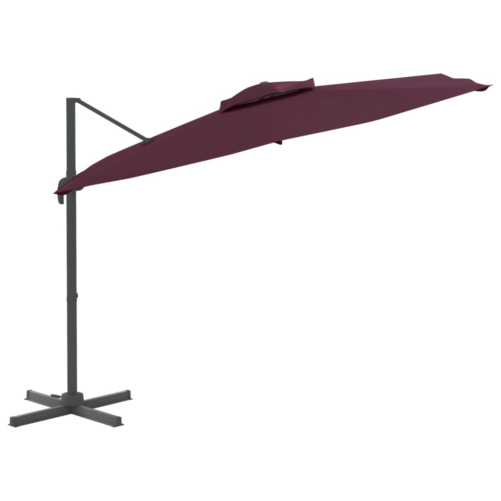 Vidaxl zweefparasol met dubbel dak 400x300 cm bordeauxrood