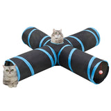 Vidaxl kattentunnel 4-voudig 132 cm polyester zwart en blauw