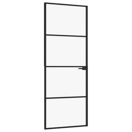 VidaXL Binnendeur 76x201,5 cm gehard glas en aluminium smal zwart