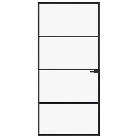 Vidaxl binnendeur 93x201,5 cm gehard glas en aluminium smal zwart