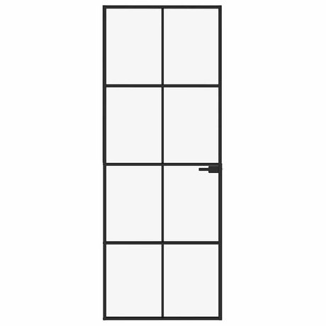 Vidaxl binnendeur 76x201,5 cm gehard glas en aluminium smal zwart