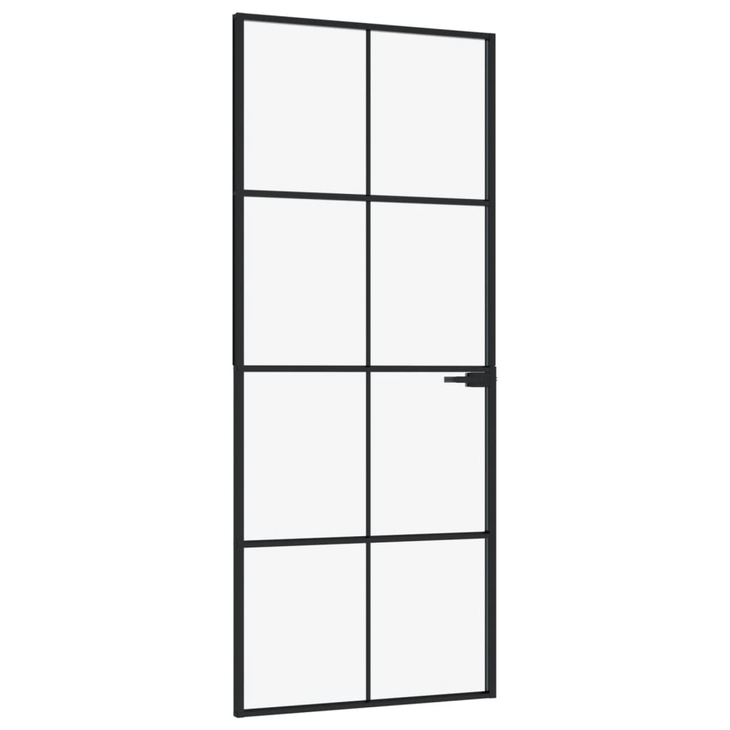 Vidaxl binnendeur 83x201,5 cm gehard glas en aluminium smal zwart