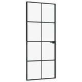 VidaXL Binnendeur 83x201,5 cm gehard glas en aluminium smal zwart