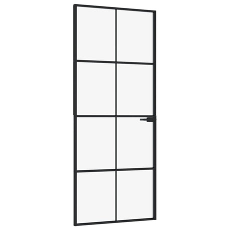 VidaXL Binnendeur 83x201,5 cm gehard glas en aluminium smal zwart