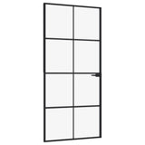 VidaXL Binnendeur 93x201,5 cm gehard glas en aluminium smal zwart