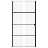 VidaXL Binnendeur 102x201,5 cm gehard glas en aluminium smal zwart