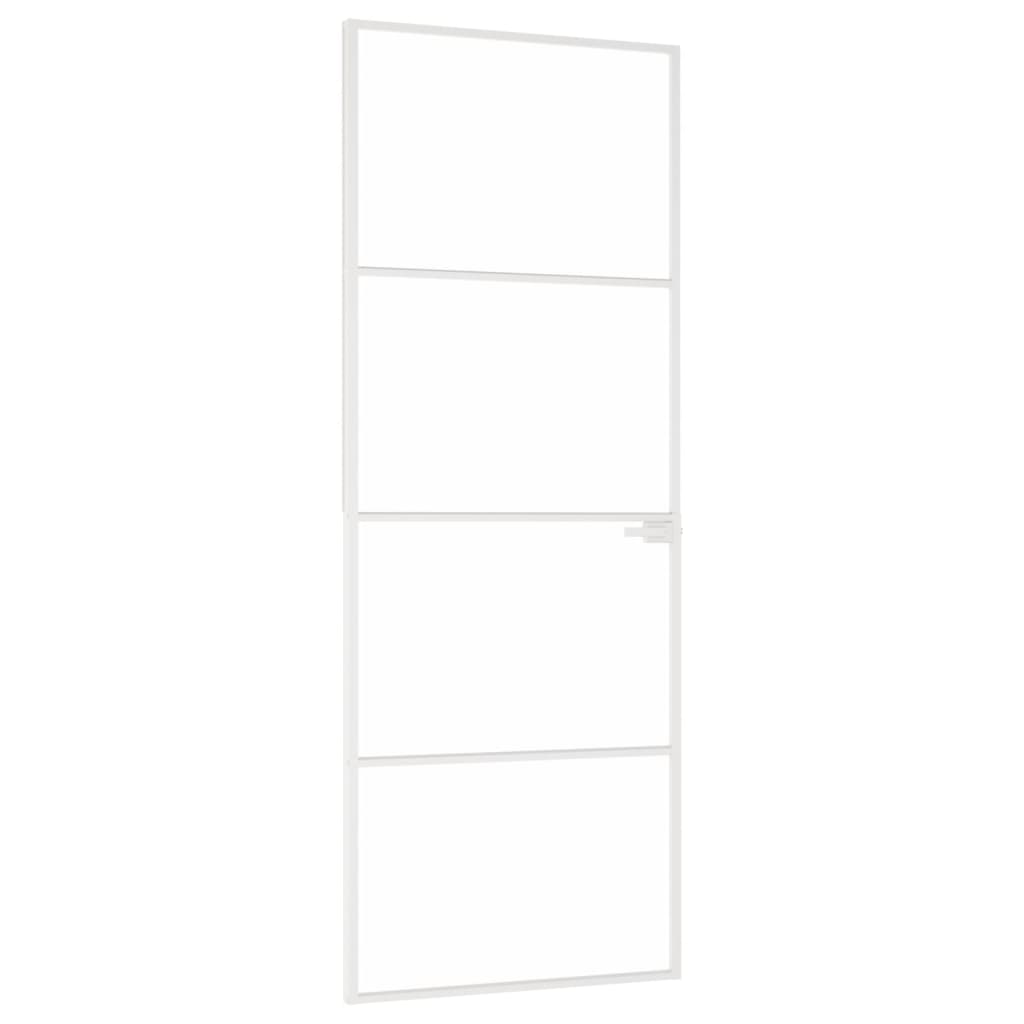 VidaXL Binnendeur 76x201,5 cm gehard glas en aluminium smal wit