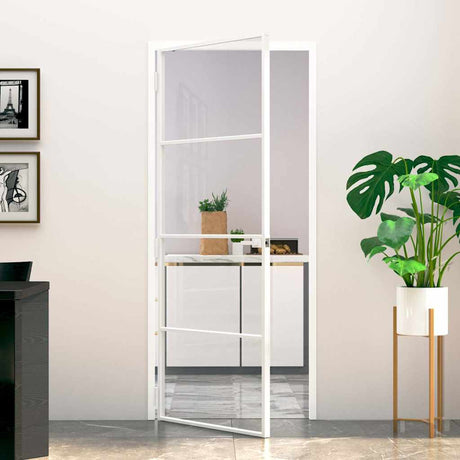 Vidaxl binnendeur 83x201,5 cm gehard glas en aluminium smal wit