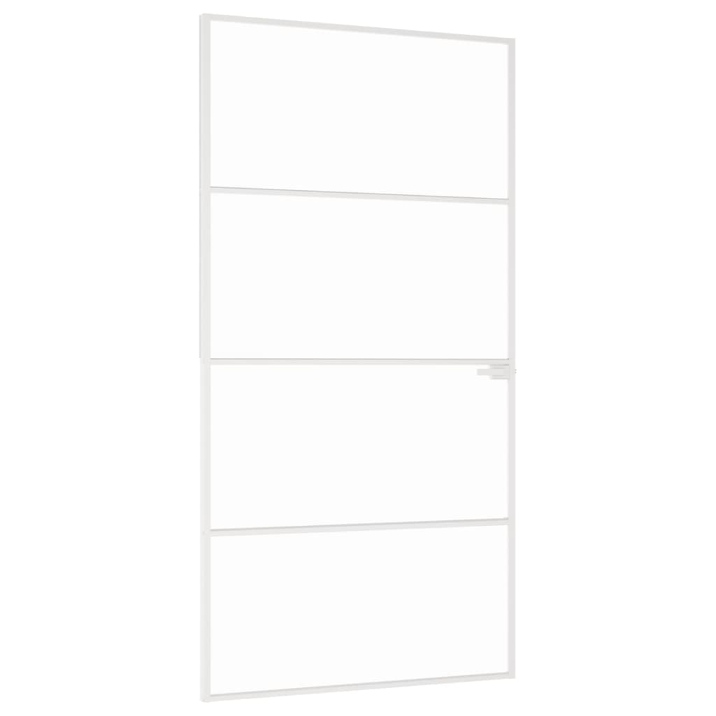 VidaXL Binnendeur 102x201,5 cm gehard glas en aluminium smal wit