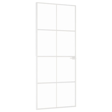 VidaXL Binnendeur 83x201,5 cm gehard glas en aluminium smal wit