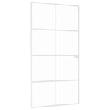 VidaXL Binnendeur 102x201,5 cm gehard glas en aluminium smal wit