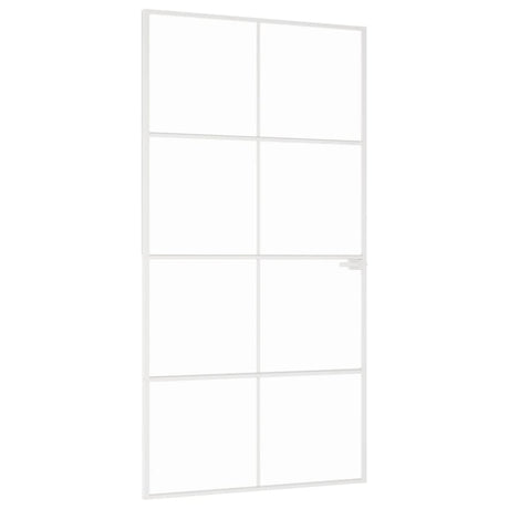 VidaXL Binnendeur 102x201,5 cm gehard glas en aluminium smal wit